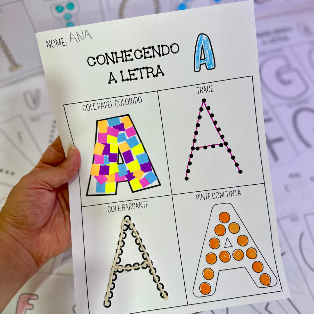 Apostila de atividades para trabalhar as letras do Alfabeto com crianças da Educação Infantil.