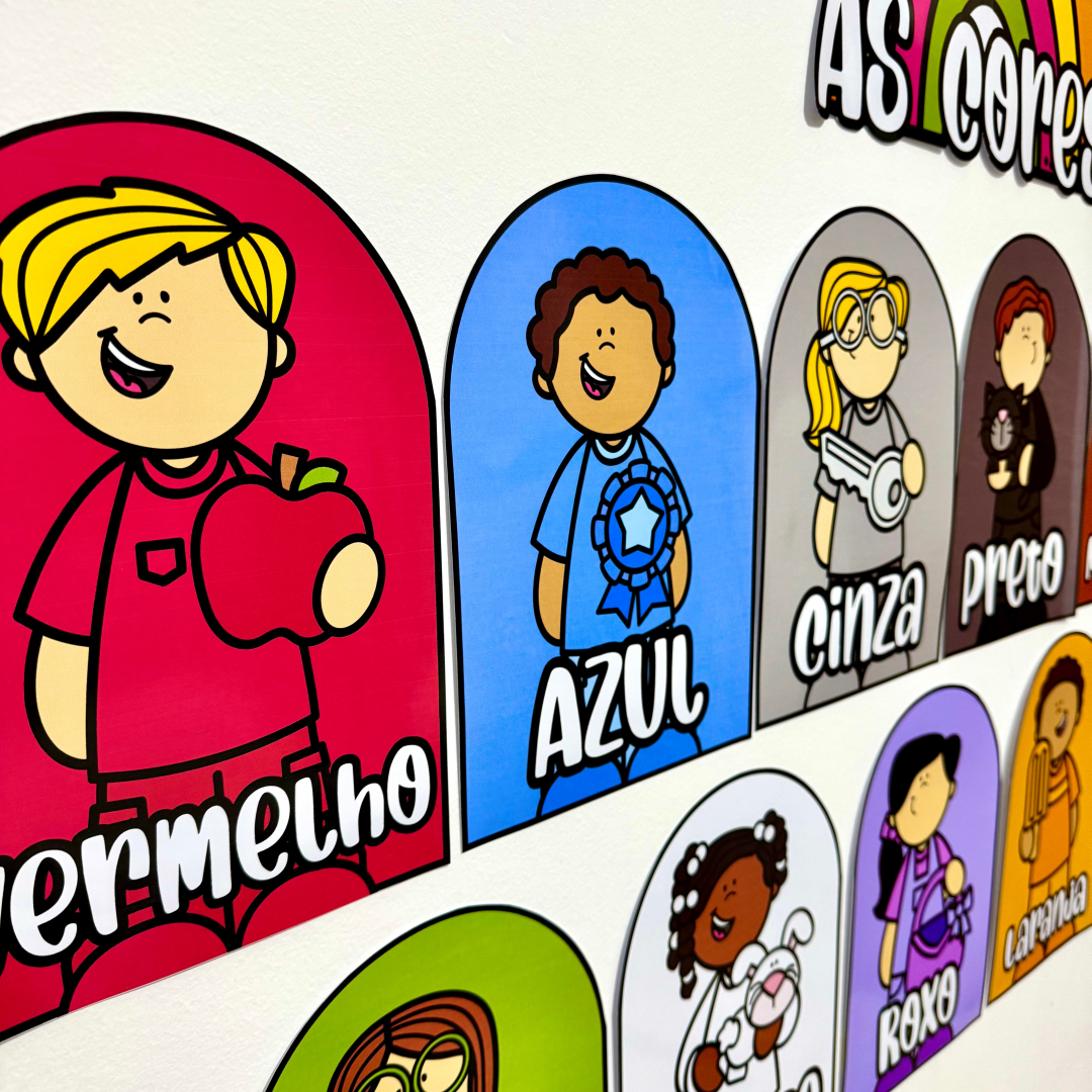 Painel Cores para trabalhar o conteúdo com crianças da Educação Infantil.