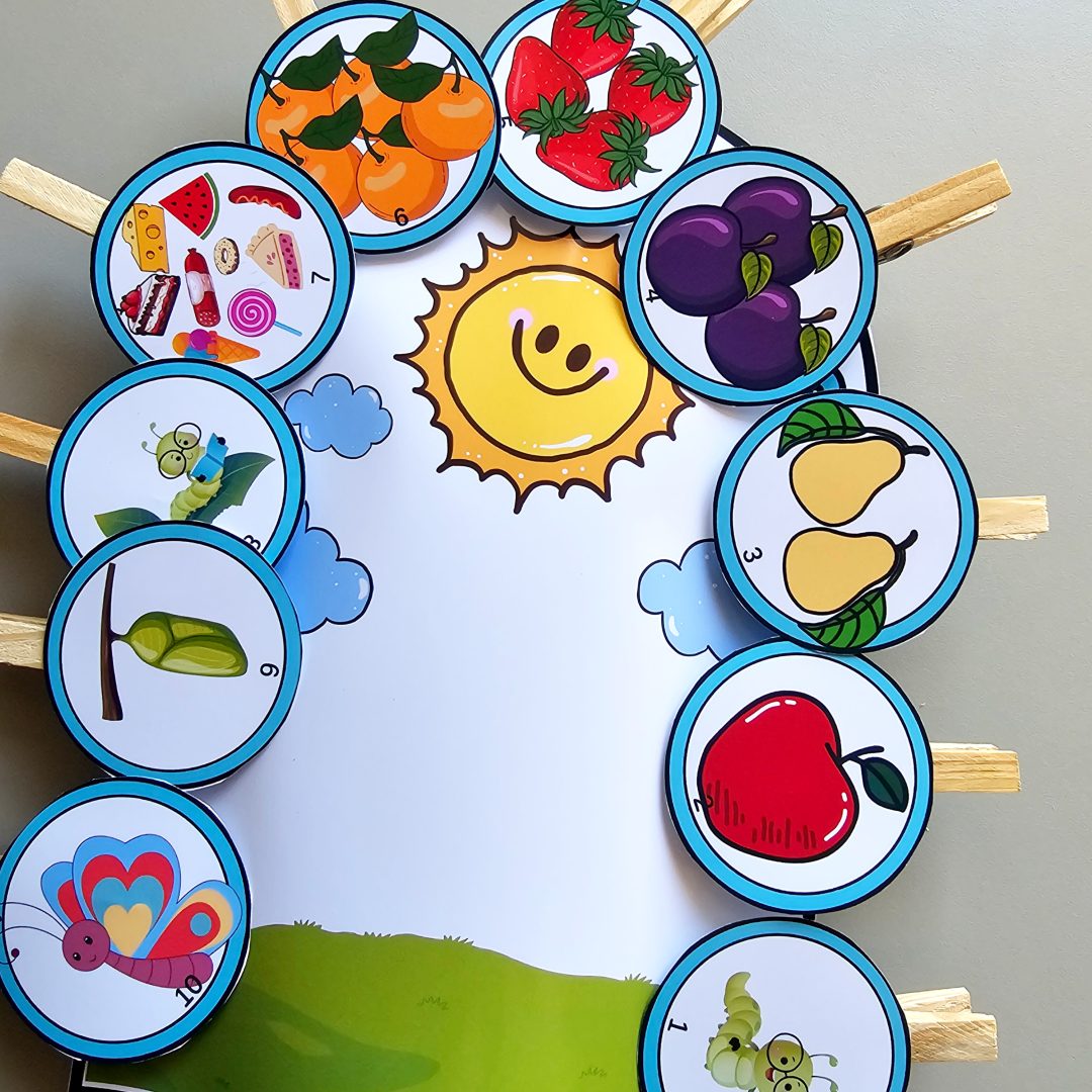 Luva de história da lagarta comilona