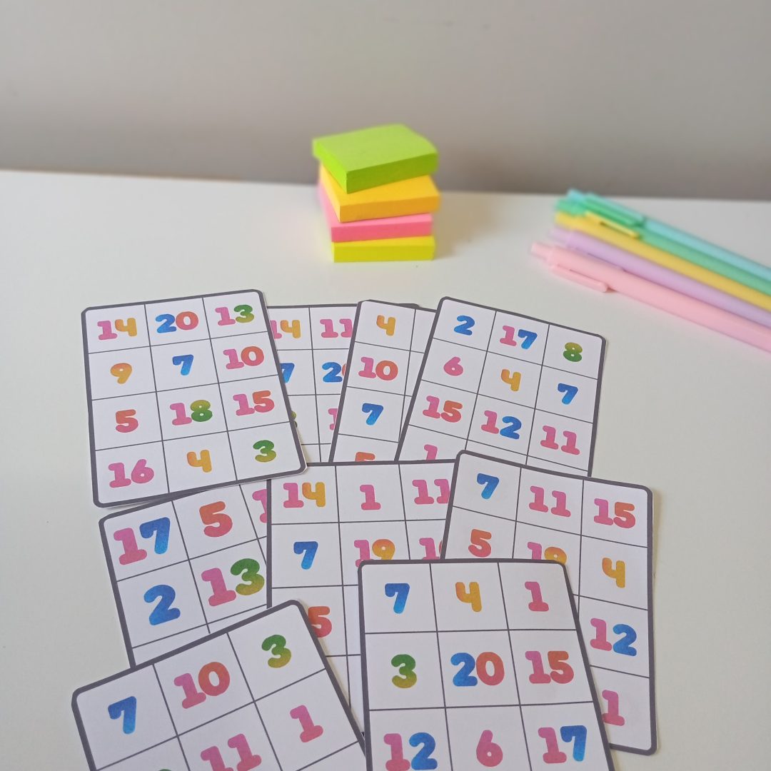 Bingo dos Números de 1 ao 20