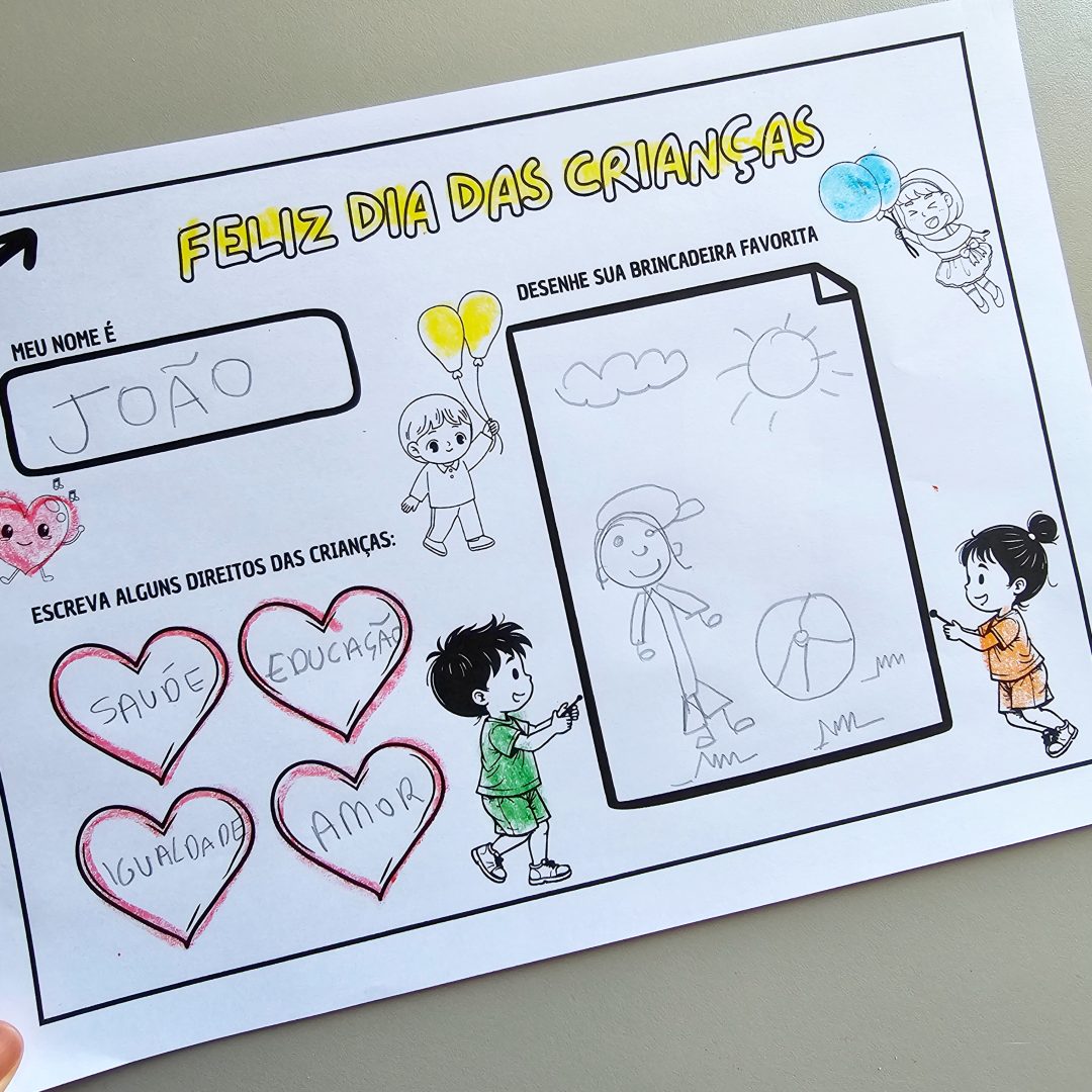 Folhinha para colorir dia das crianças