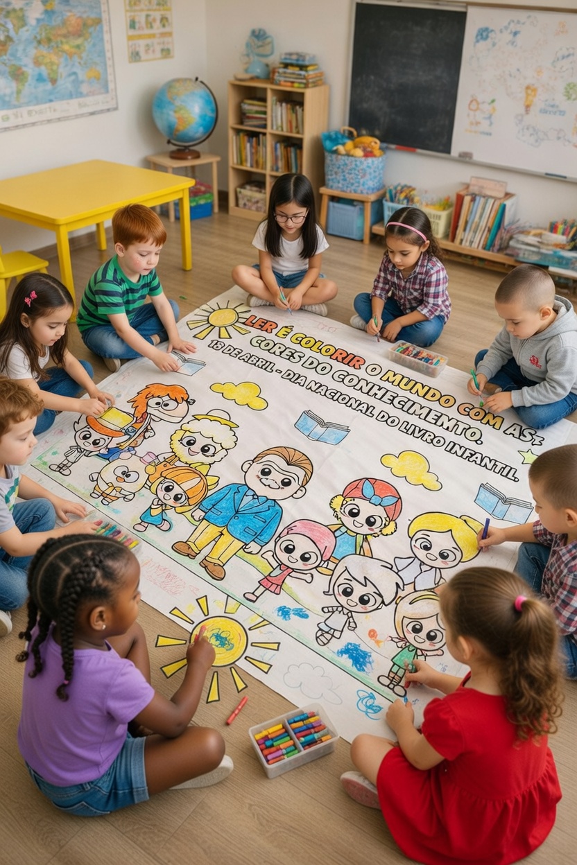 PAINEL INTERATIVO + FOLHINHA A4 PARA COLORIR – DIA NACIONAL DO LIVRO INFANTIL